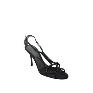 Martin Clay Women's Open Toe Rhinestone Strappy Stiletto Sandals Black Size 39